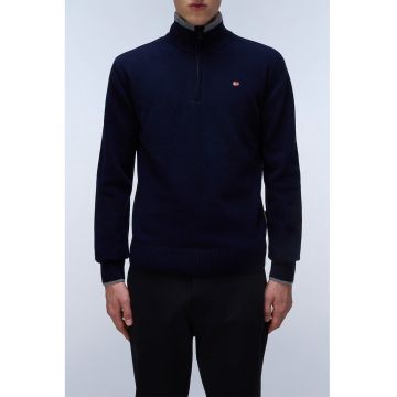 Pulover din amestec de lana cu fenta cu fermoar Dain - Bleumarin