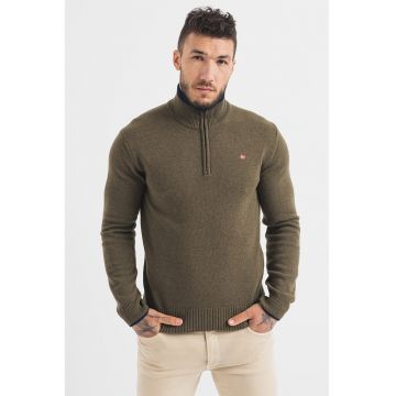 Pulover din amestec de lana cu fenta cu fermoar Dain - Kaki