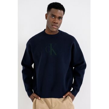 Pulover lejer cu maneci cazute - Bleumarin