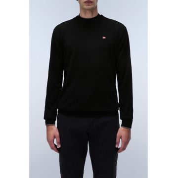 Pulover tricotat fin din lana Damavand - Negru