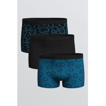 Set de boxeri cu model - 3 perechi - Albastru pastel/Negru/Albastru inchis