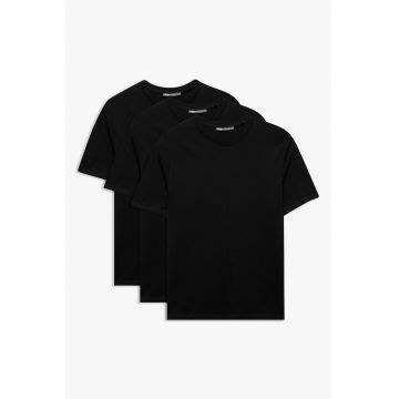 Set de tricouri de bumbac - 3 piese - Negru