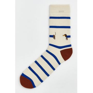 Sosete lungi cu dungi - Bej/Albastru