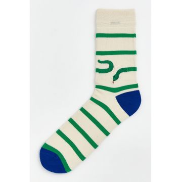 Sosete lungi cu dungi - Verde/Bej