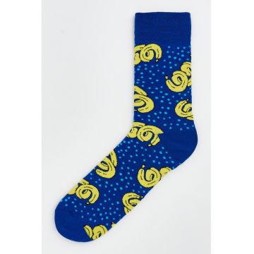 Sosete lungi cu model - Galben/Albastru inchis