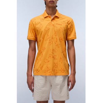 Tricou cu guler polo si imprimeu - Portocaliu mandarina