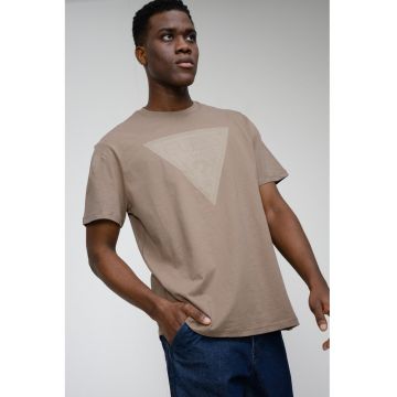 Tricou cu imprimeu logo pe piept - Maro deschis/Alb murdar