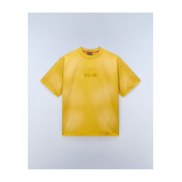 Tricou cu imprimeu logo si maneci cazute Comel - Galben