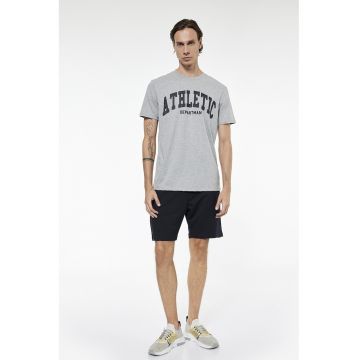 Tricou cu imprimeu text - Gri deschis/Negru stins