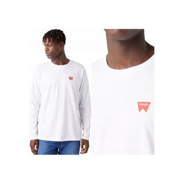 Tricou Cu Maneca Lunga Barbati -  Ls Sign Off Tee - Regular Fit - 100% Bumbac - Confortabil - Respirabil - Ideal Pentru Zi Cu Zi - Alb - Alb