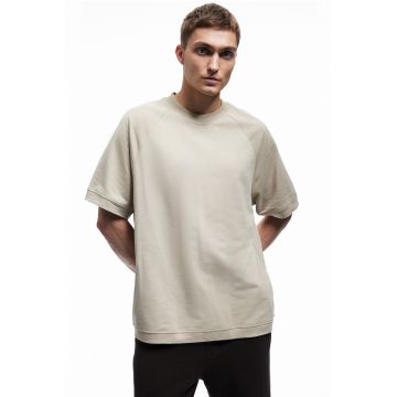 Tricou de bumbac cu maneci raglan - Maro nisip