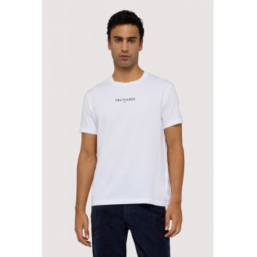 Tricou din bumbac cu detaliu logo - Alb optic