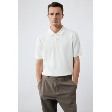 Tricou polo cu model uni - Alb