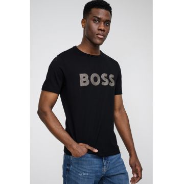 Tricou regular fit cu decolteu la baza gatului Future - Auriu/Negru