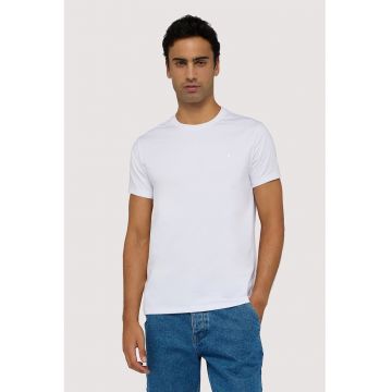 Tricou regular fit cu model uni - Alb optic