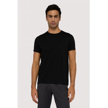 Tricou regular fit cu model uni - Negru