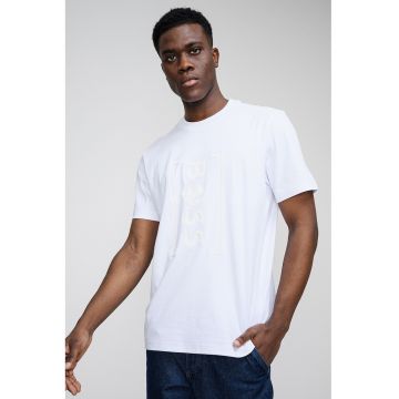 Tricou relaxed fit cu imprimeu logo frontal Iconic - Alb