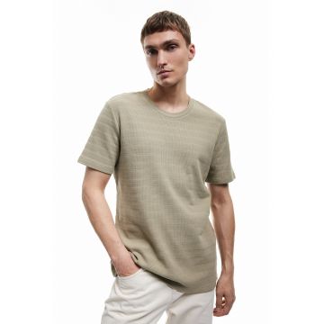 Tricou slim fit de bumbac - Maro nisip