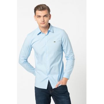 Camasa slim fit cu logo brodat pe piept