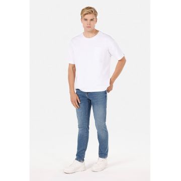 Blugi slim fit cu aspect decolorat - Albastru deschis