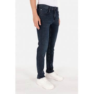 Blugi slim fit cu talie medie - Albastru inchis
