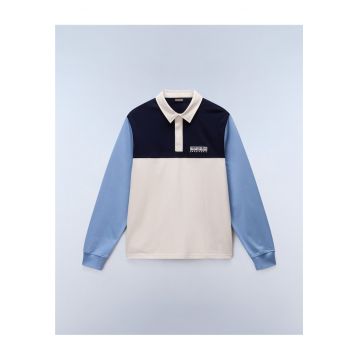 Bluza cu guler polo Mont Jersey - Alb murdar/Albastru deschis/Bleumarin