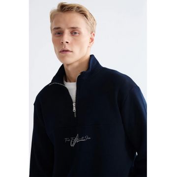 Bluza de trening cu fenta cu fermoar - Bleumarin