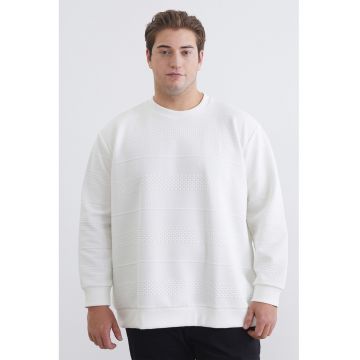 Bluza de trening cu model in relief si mansete si terminatii elastice - Alb murdar