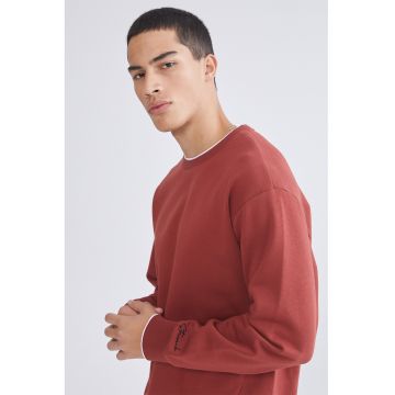 Bluza de trening din amestec de bumbac cu garnituri contrastante - Rosu