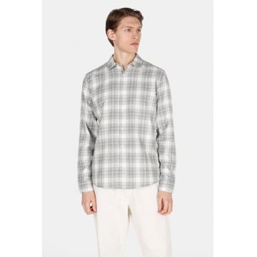 Camasa cu maneci lungi si model in carouri - GREEN