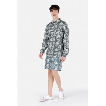 Camasa din amestec de in cu maneci lungi - Alb murdar/Gri inchis