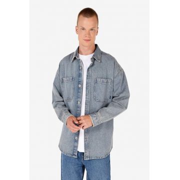 Camasa din denim cu buzunar aplicat - BLUE