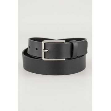 Curea din piele cu catarama dreptunghiulara - Negru