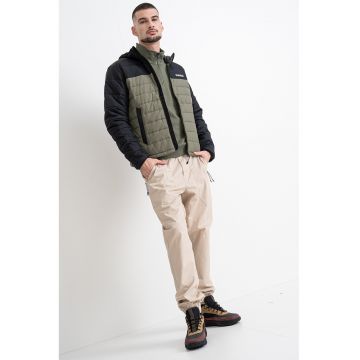 Geaca matlasata cu gluga Gesar - Negru/Kaki