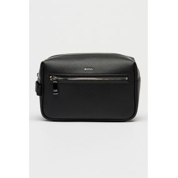 Geanta crossbody din piele cu logo metalic - Negru