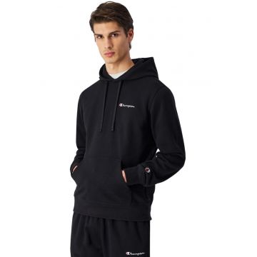 Hanorac barbati  negru - croiala slim - gluga integrata - bumbac