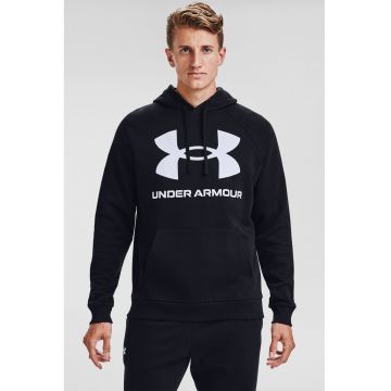 Hanorac din fleece cu imprimeu logo si maneci raglan - pentru fitness Rival - Negru