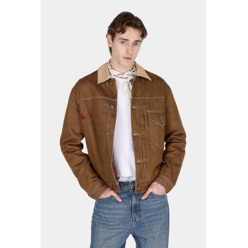 Jacheta din bumbac cu nasturi - Caramel