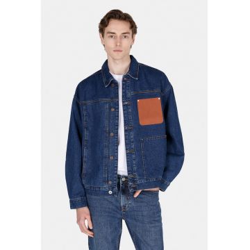 Jacheta din denim cu maneci lungi - Albastru inchis