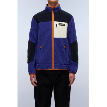 Jacheta din material teddy cu fermoar - Albastru ultramarin/Albastru royal