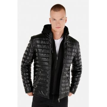 Jacheta matlasata cu aspect 2in1 - Negru