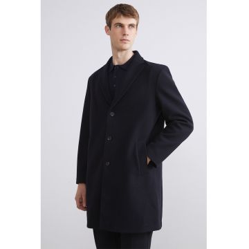 Palton lung cu model uni - Negru