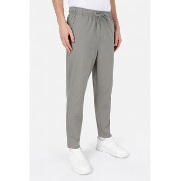 Pantaloni cu croiala conica si snur de ajustare in talie - Gri inchis