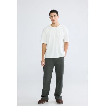 Pantaloni de trening din amestec de bumbac cu snur - Verde sparanghel