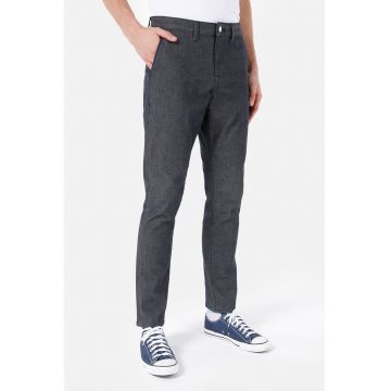 Pantaloni regular fit cu buzunare laterale - Gri inchis melange