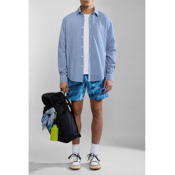 Pantaloni scurti de baie cu snur in talie V-Inuvik - Albastru