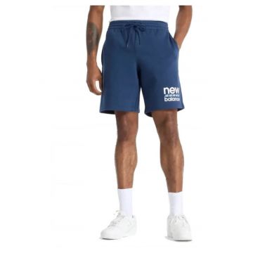 Pantaloni scurti uni - cu imprimeu logo - Albastru
