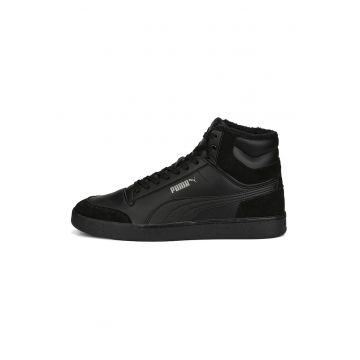 Pantofi sport mid-high cu insertii de piele intoarsa Suffle Fur Forest Night - Negru - Argintiu - 9
