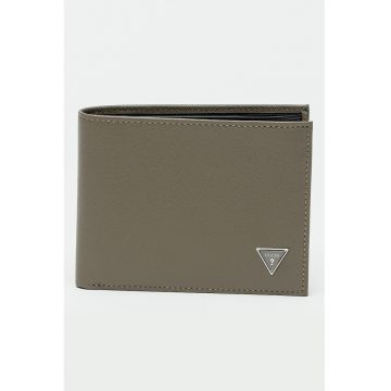 Portofel pliabil din piele saffiano Madrid - Maro taupe