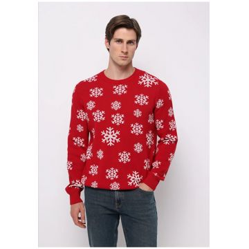 Pulover barbati  rosu - regular fit - bumbac - L